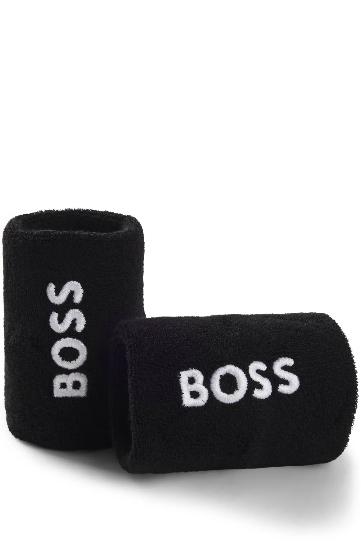 Logo-embroidered wristband pair in cotton-blend terry