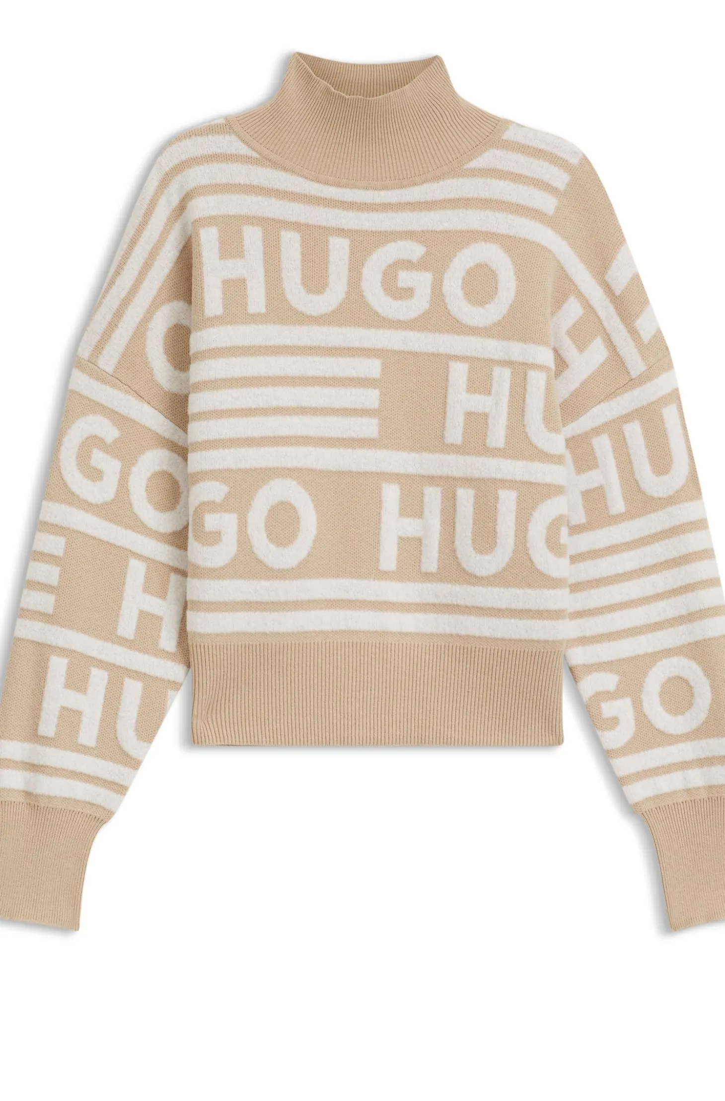 Logo-jacquard oversized-fit sweater with mock neckline