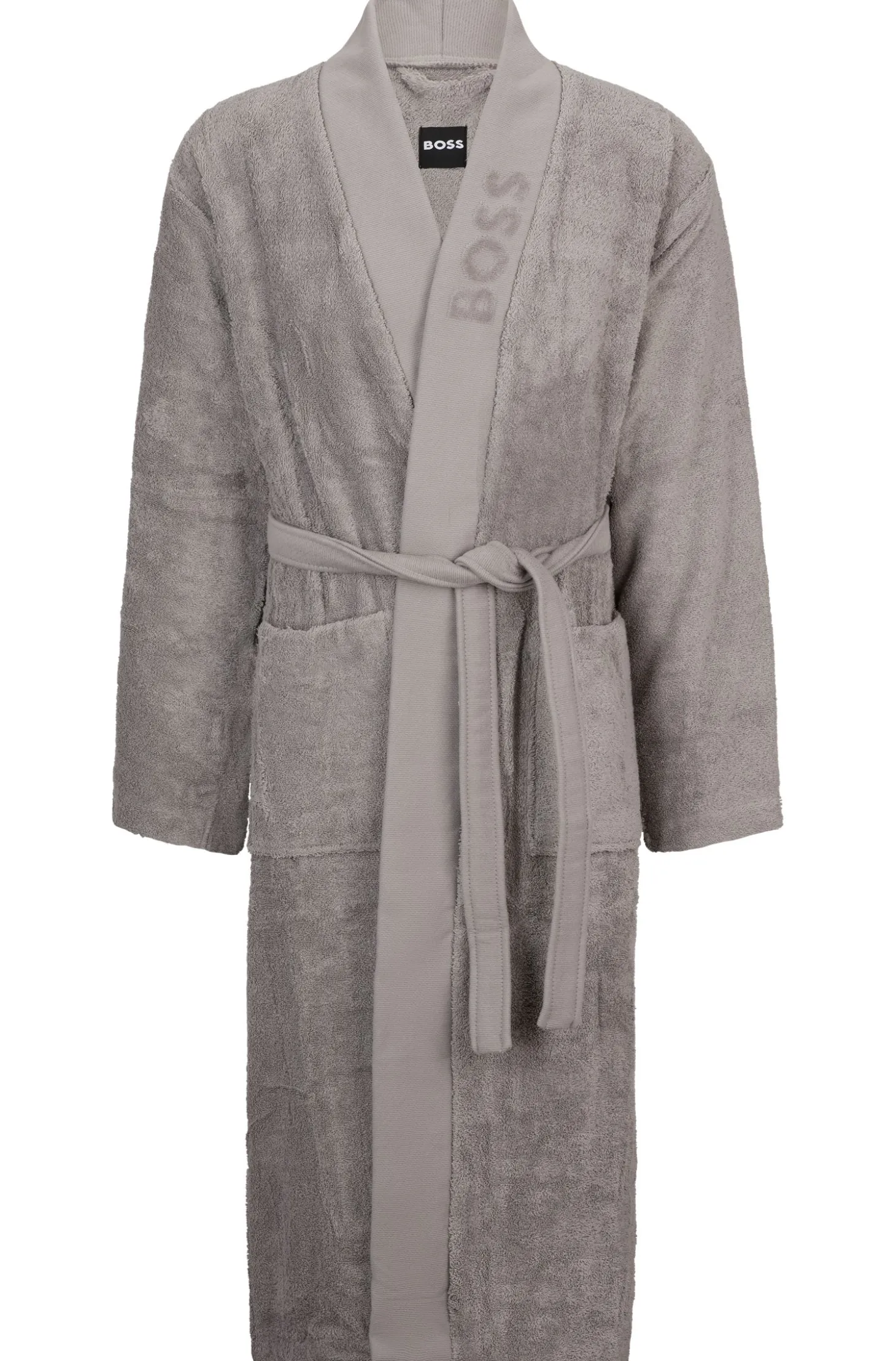 Logo-lapel dressing gown in long-fibre cotton
