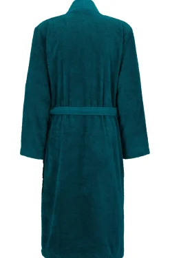 Logo-lapel dressing gown in long-fibre cotton