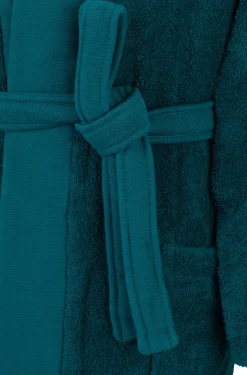 Logo-lapel dressing gown in long-fibre cotton