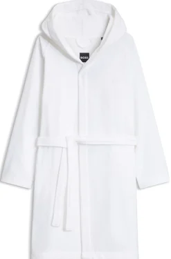 Logo-lapel dressing gown in long-fibre cotton