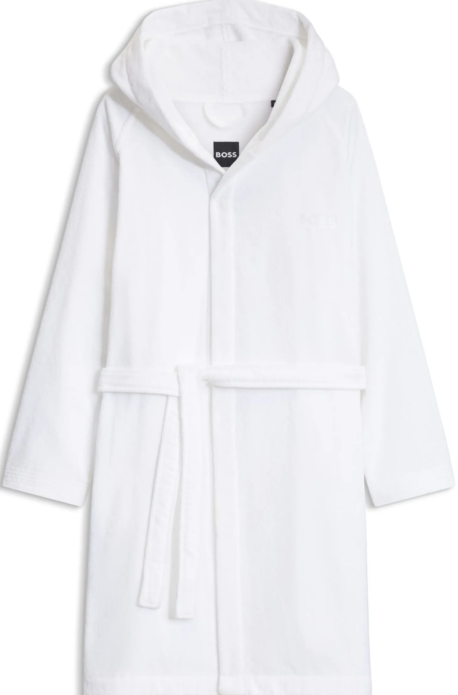 Logo-lapel dressing gown in long-fibre cotton