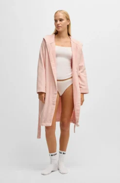 Logo-lapel dressing gown in long-fibre cotton