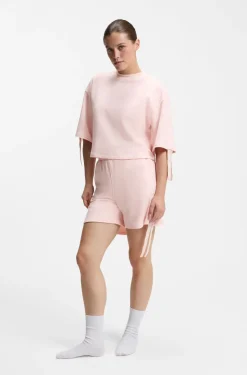 Logo-print shorts with gathered sides