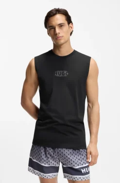 Logo-print tank top in cotton jersey