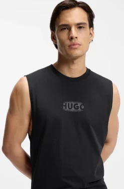 Logo-print tank top in cotton jersey