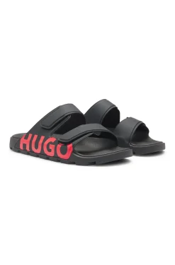 Logo sandals with double touch-closure straps