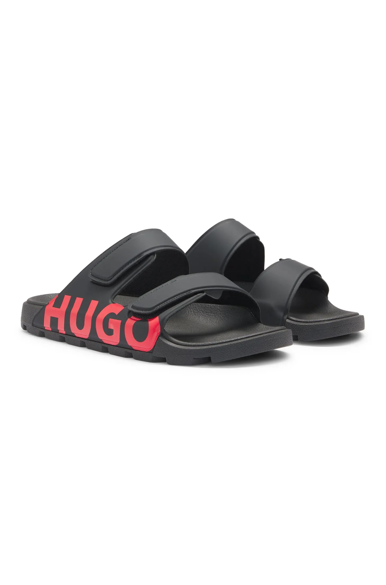 Logo sandals with double touch-closure straps