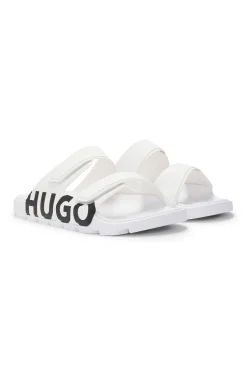 Logo sandals with double touch-closure straps