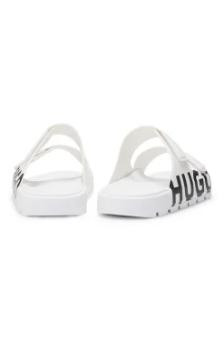 Logo sandals with double touch-closure straps