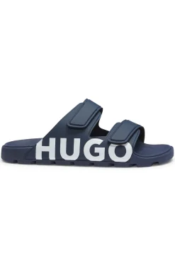 Logo sandals with double touch-closure straps