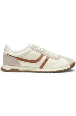 Logo trainers with faux suede trims