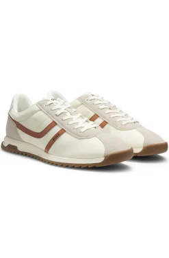 Logo trainers with faux suede trims