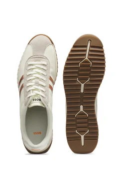 Logo trainers with faux suede trims