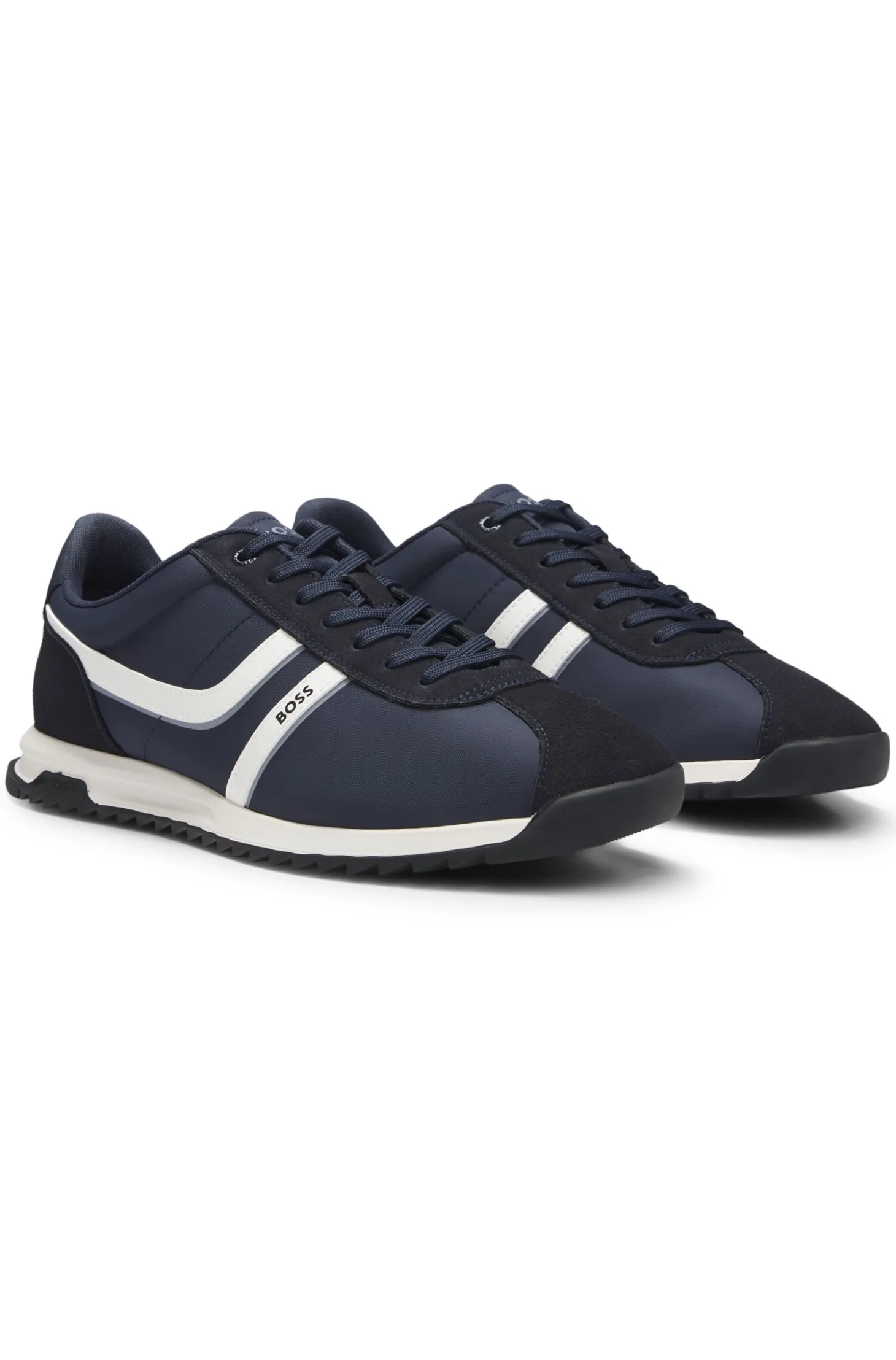 Logo trainers with faux suede trims