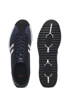 Logo trainers with faux suede trims