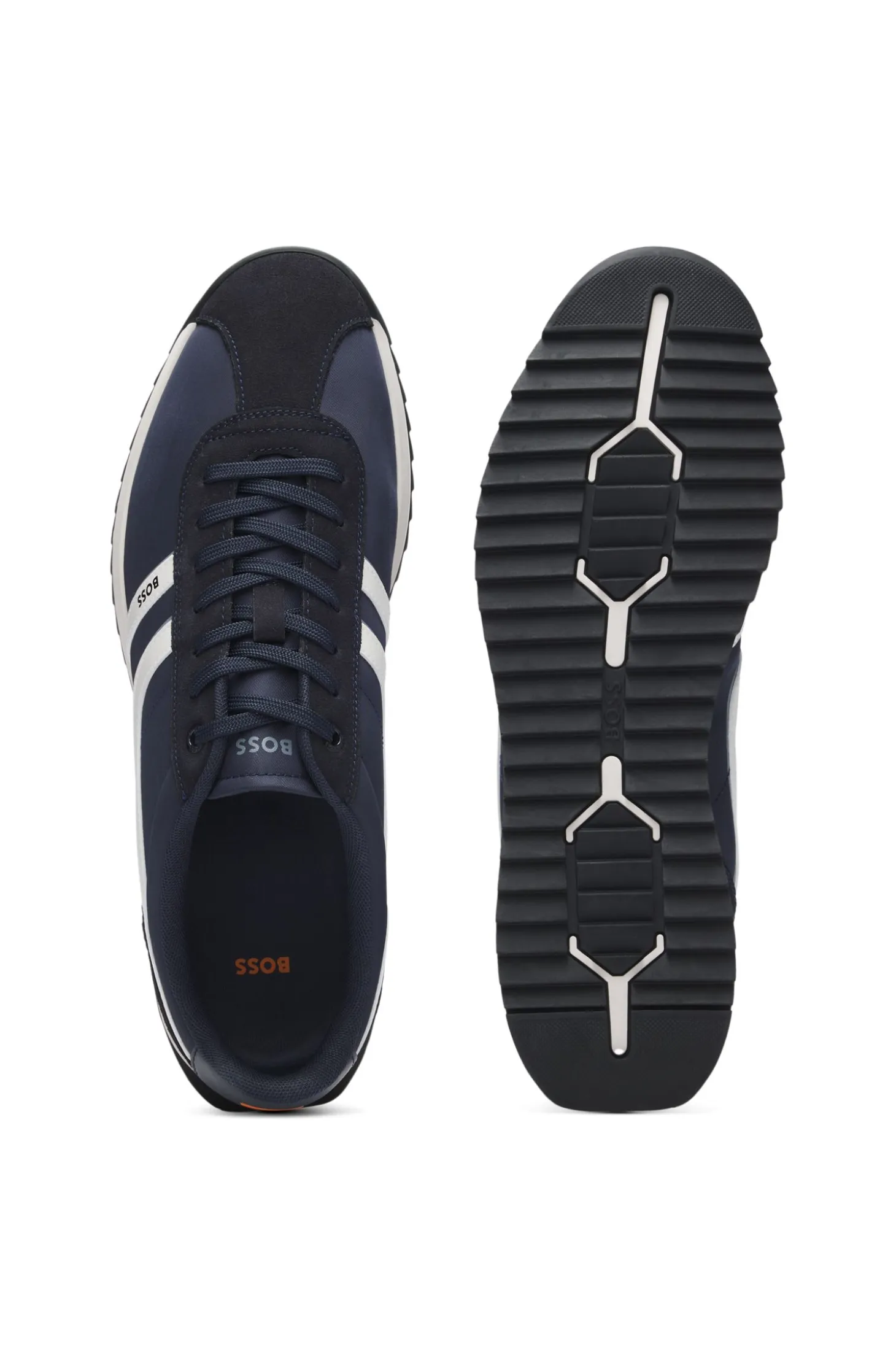 Logo trainers with faux suede trims