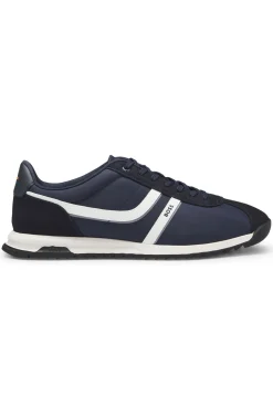 Logo trainers with faux suede trims