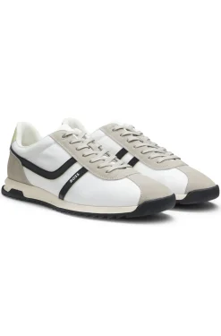 Logo trainers with faux suede trims