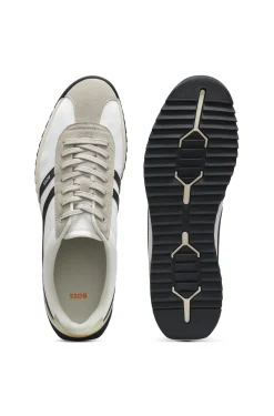 Logo trainers with faux suede trims