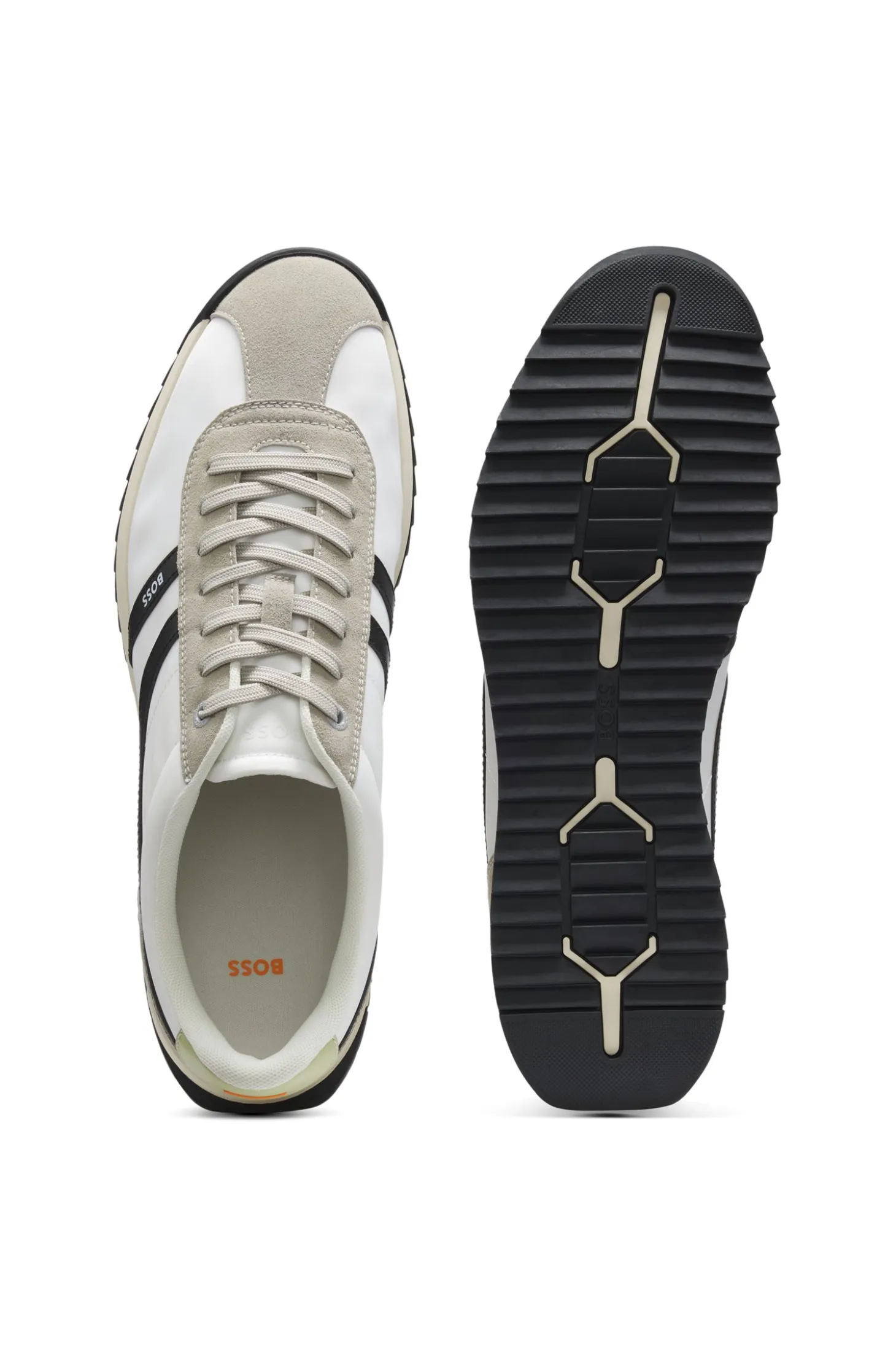 Logo trainers with faux suede trims