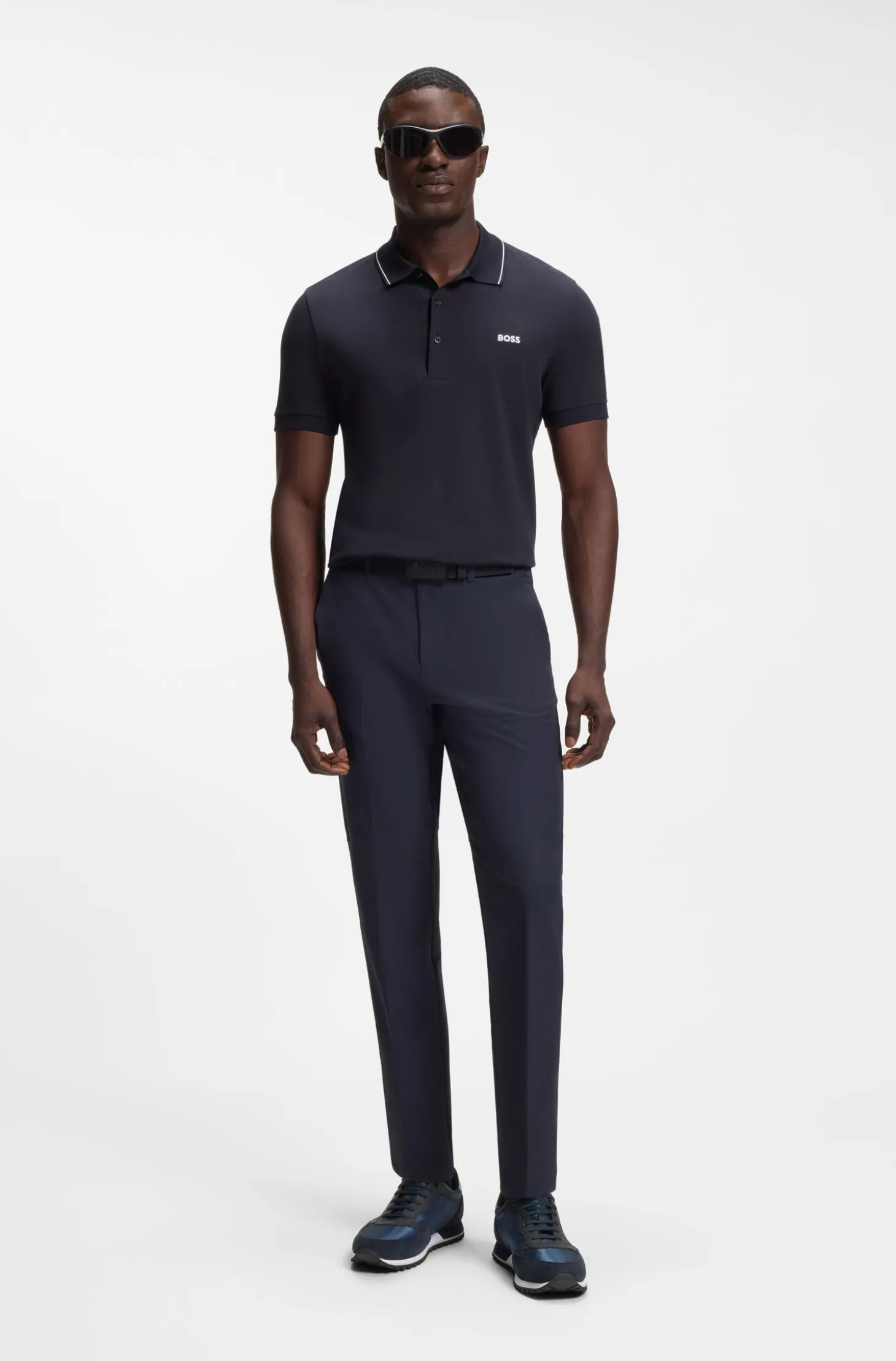 Logo-trim trainers with faux-leather details