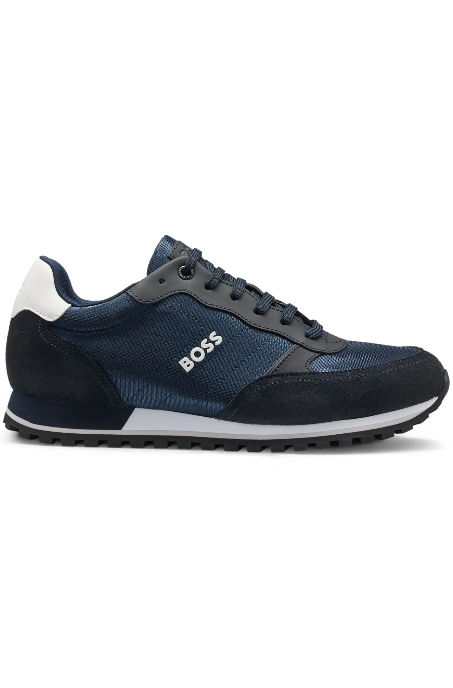 Logo-trim trainers with faux-leather details