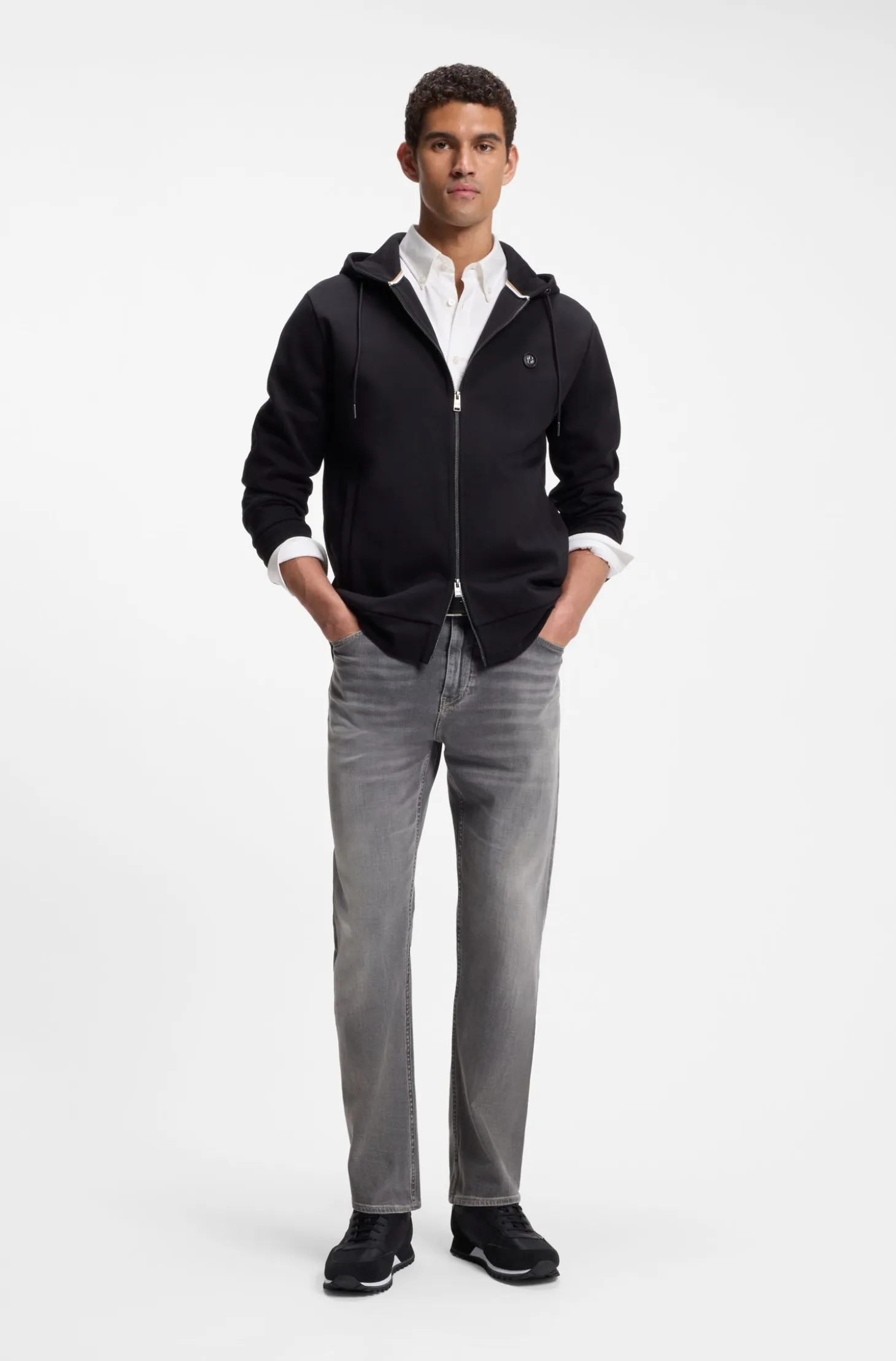 Logo-trim trainers with faux-leather details