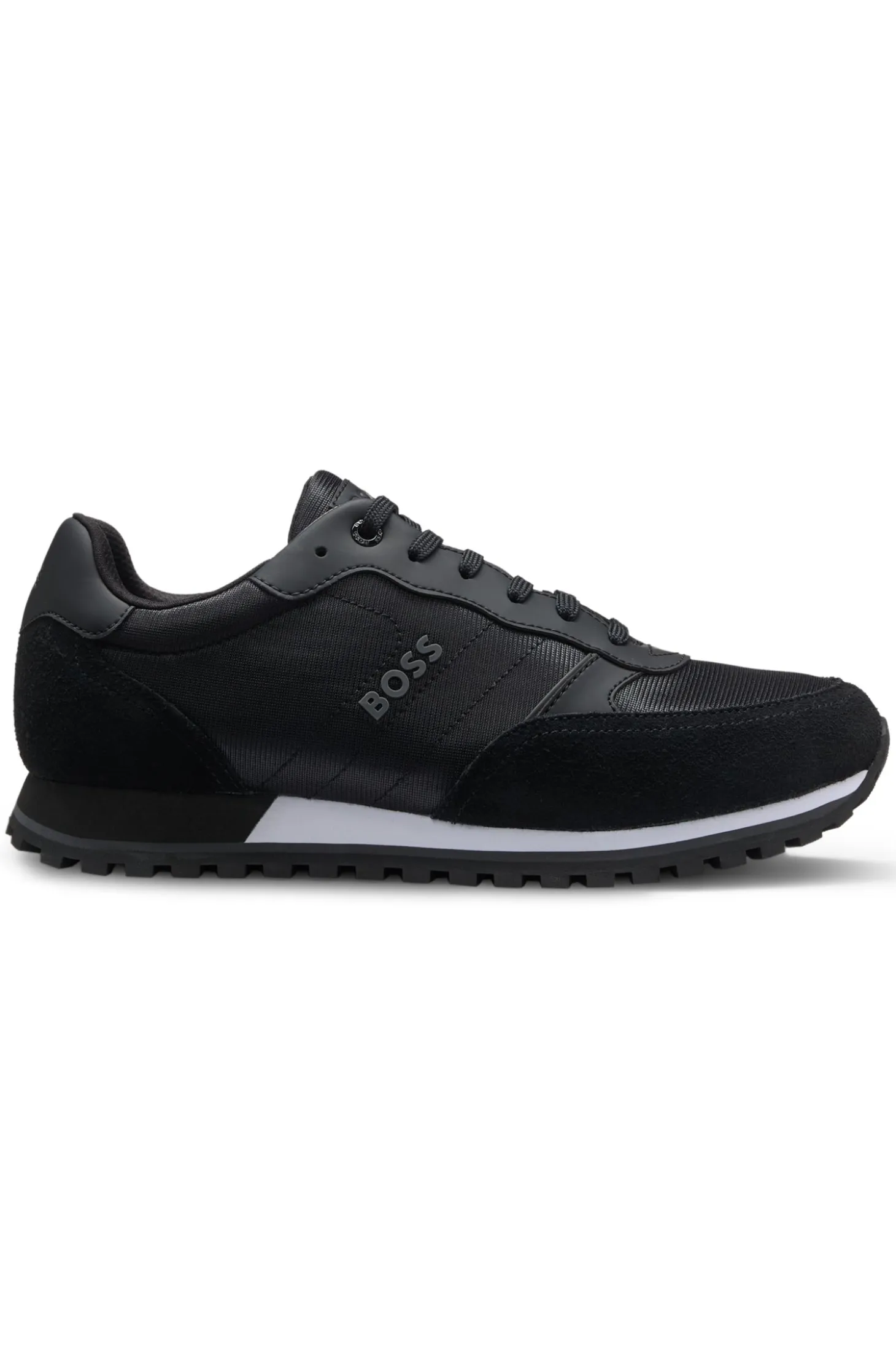 Logo-trim trainers with faux-leather details