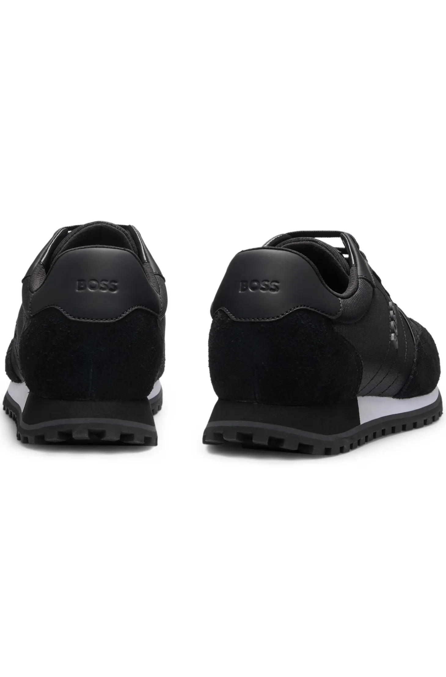 Logo-trim trainers with faux-leather details