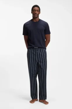 Logo-waistband pyjama bottoms in patterned cotton poplin