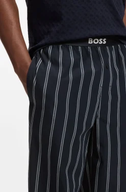 Logo-waistband pyjama bottoms in patterned cotton poplin