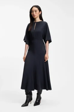 Long-length business dress in stretch crepe