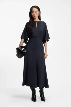 Long-length business dress in stretch crepe