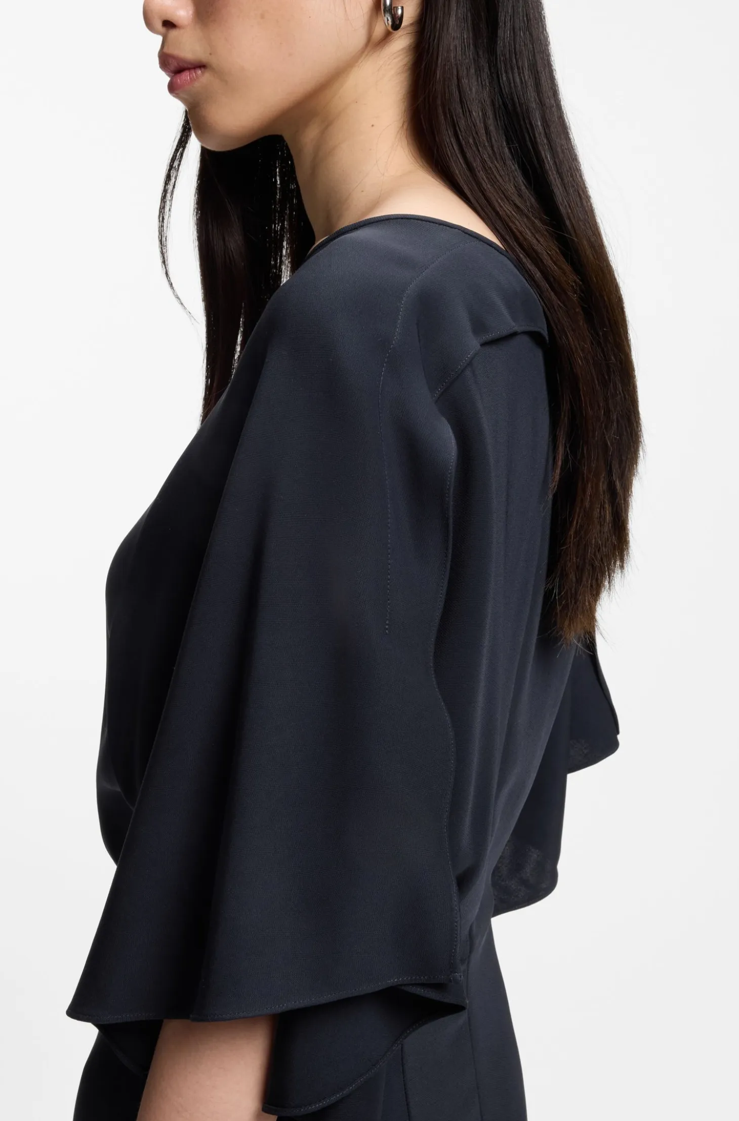 Long-length business dress in stretch crepe