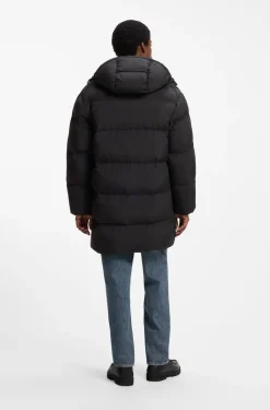 Longline padded coat with a water-repellent finish
