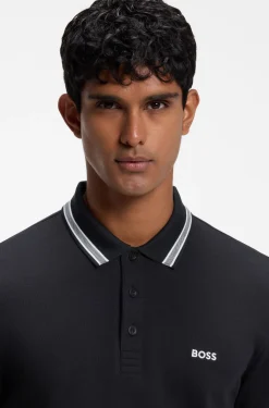 Long-sleeved cotton piqué polo shirt