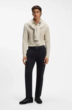 Long-sleeved cotton piqué polo shirt
