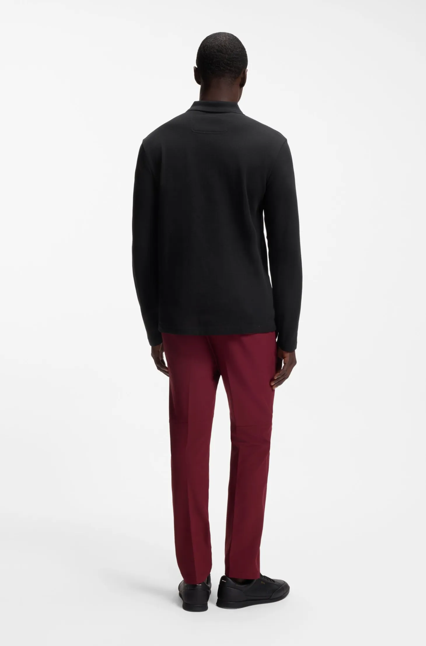 Long-sleeved cotton piqué polo shirt