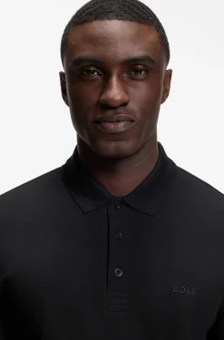 Long-sleeved cotton piqué polo shirt