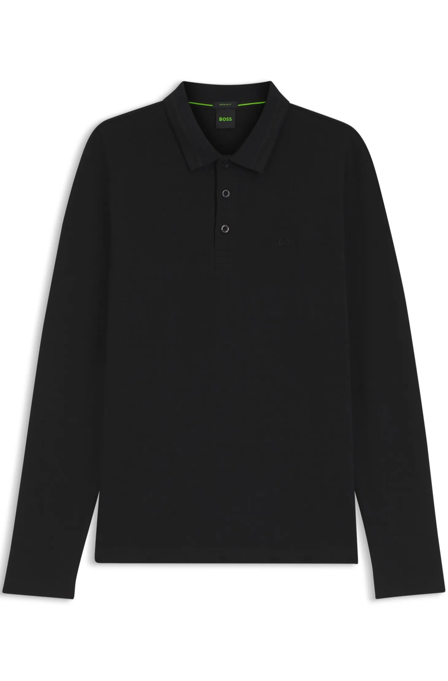 Long-sleeved cotton piqué polo shirt