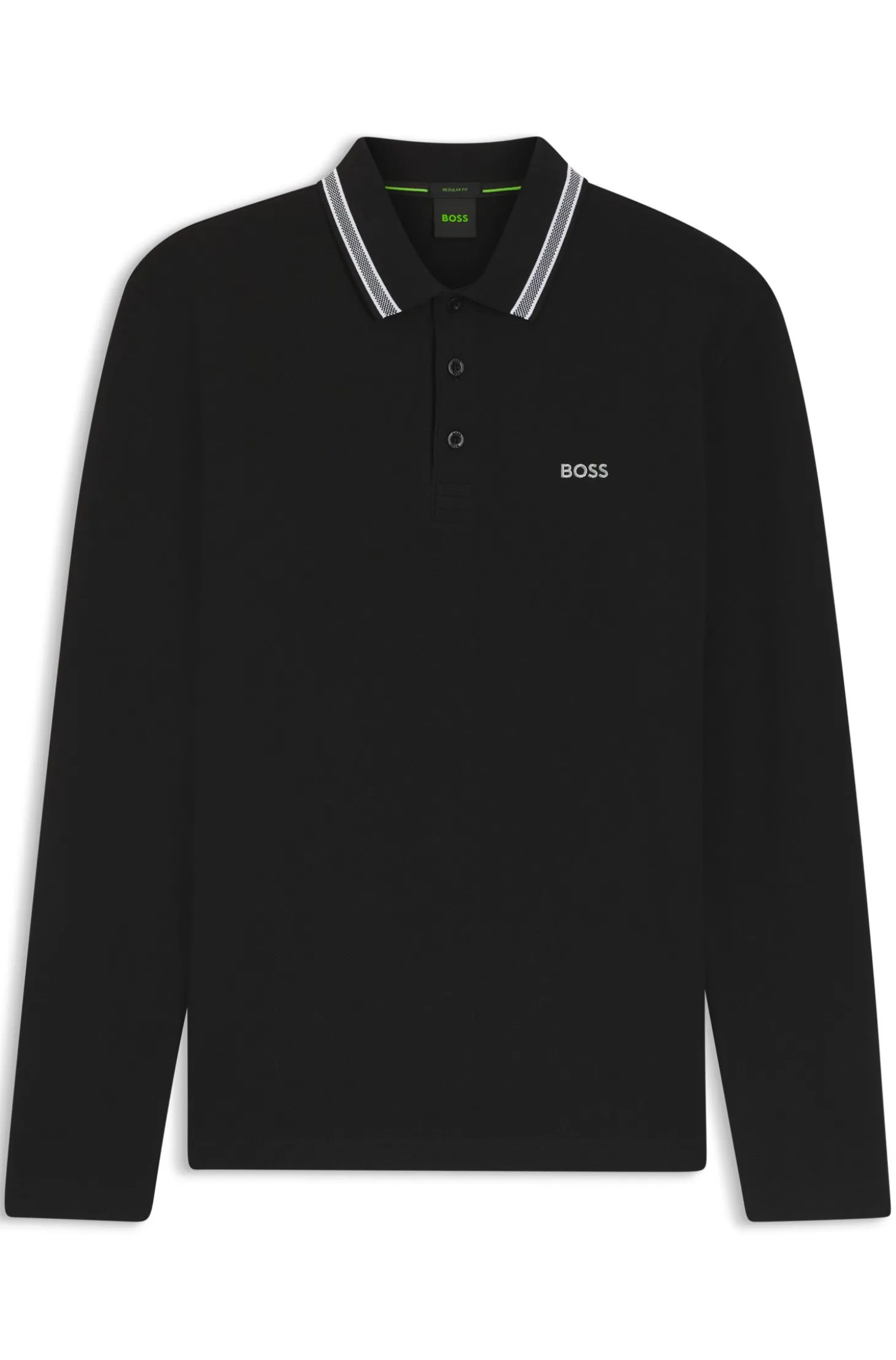 Long-sleeved cotton piqué polo shirt