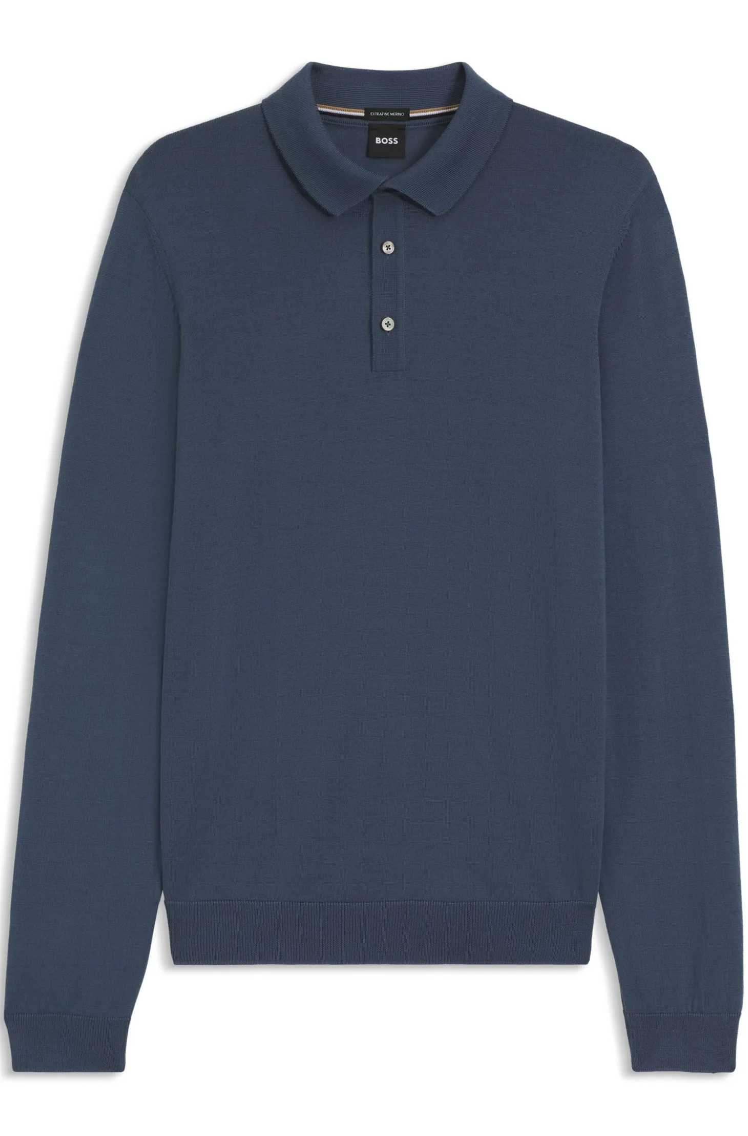 Long-sleeved knit polo sweater in Italian virgin wool