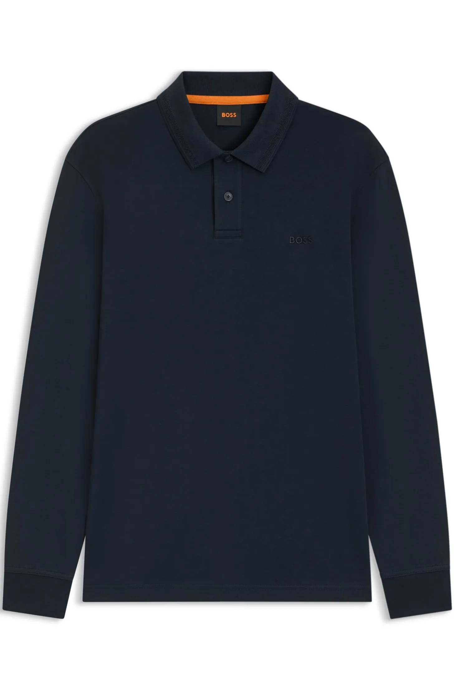 Long-sleeved polo shirt in cotton with logo detail