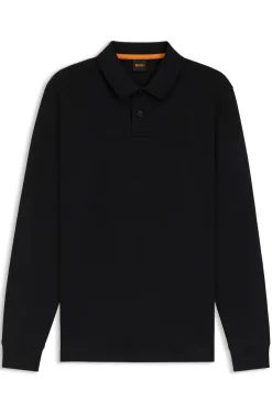 Long-sleeved polo shirt in cotton with logo detail