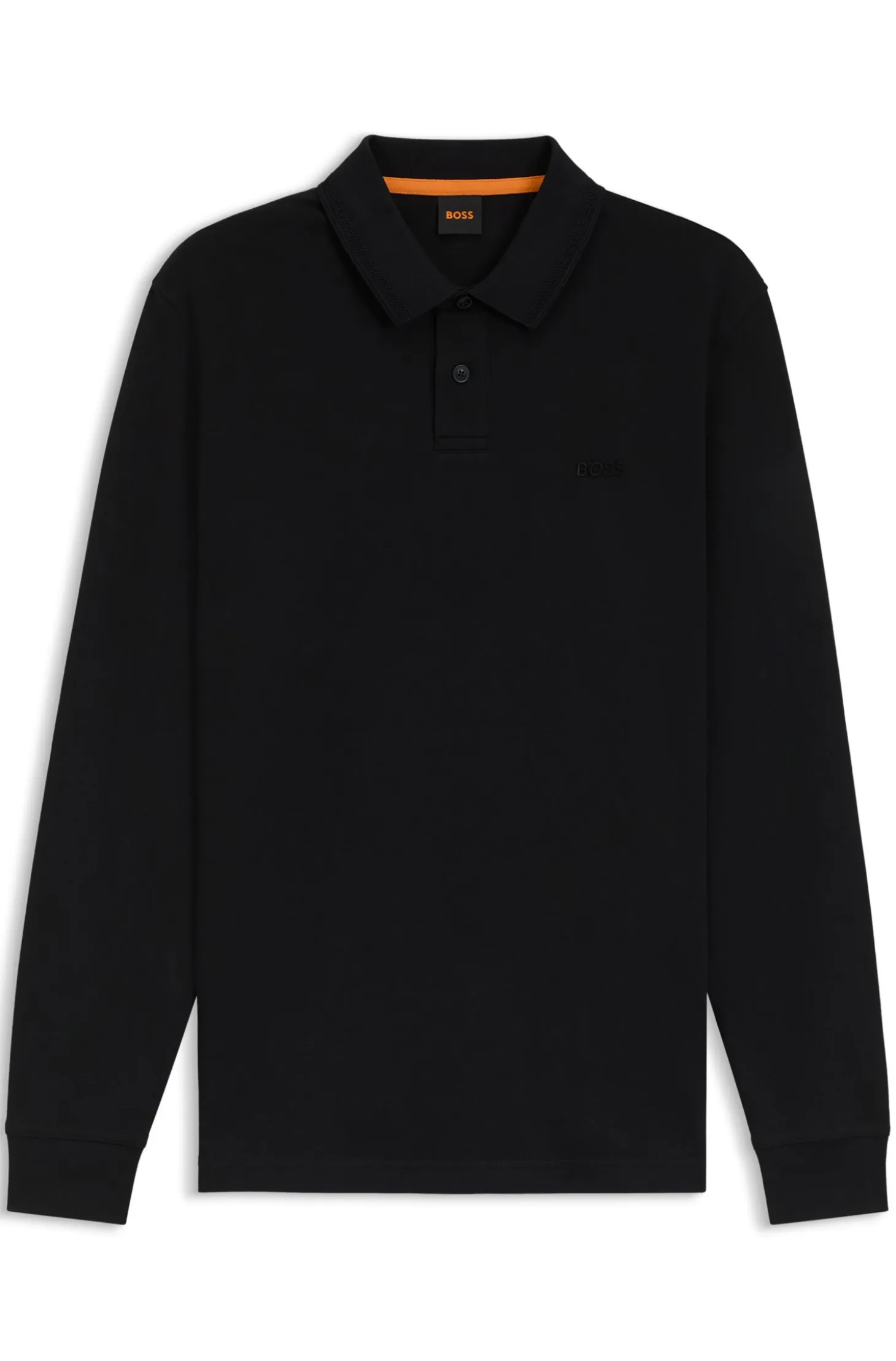 Long-sleeved polo shirt in cotton with logo detail