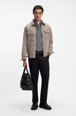 Long-sleeved polo shirt in interlock cotton with logo