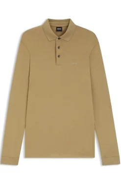 Long-sleeved polo shirt in interlock cotton with logo