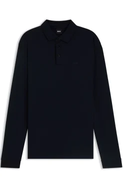 Long-sleeved polo shirt in interlock cotton with logo